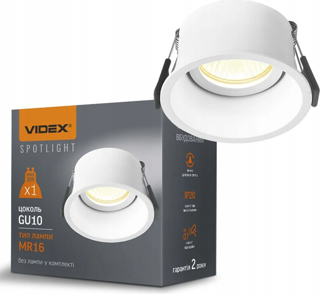 Süllyesztett lámpatest Halogén 1x GU10 fehér Videx