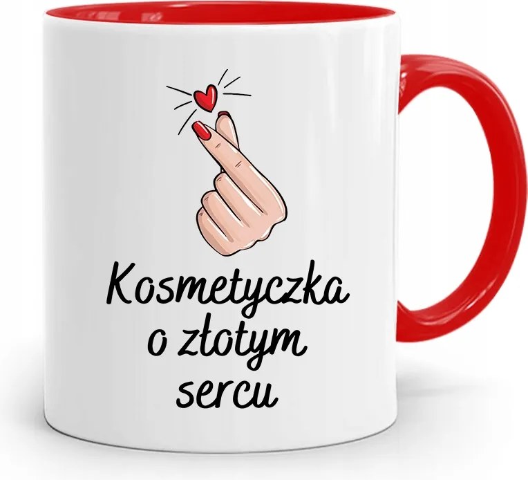 Piros Bögre Arany Szívű Kozmetikusnak, fényképes nyomattal