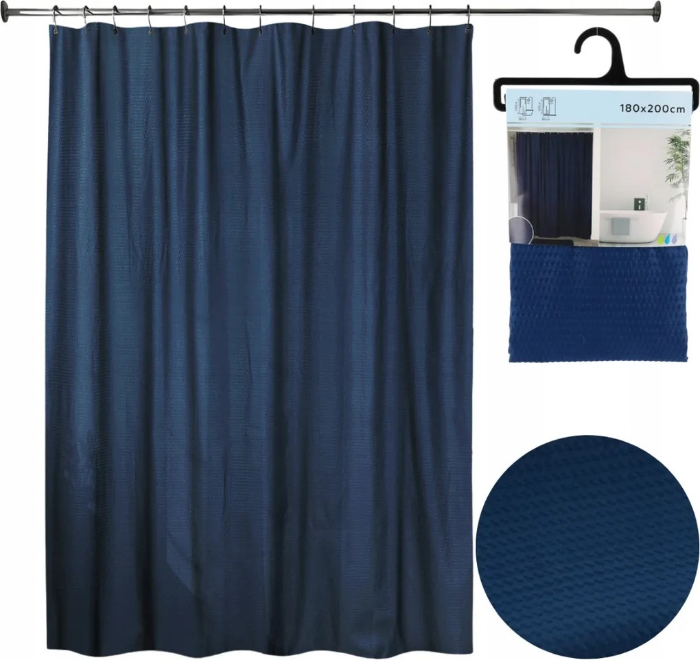 Zuhanyfüggöny 180x200cm Sötétkék fürdőszobai kádfüggöny