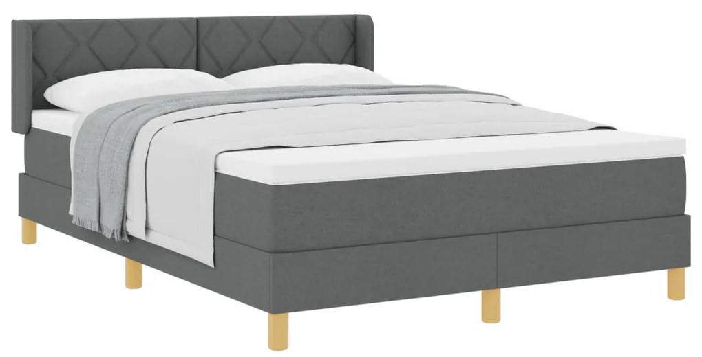 Boxspring ágy matraccal sötétszürke színben, 140 x 200 cm, textil