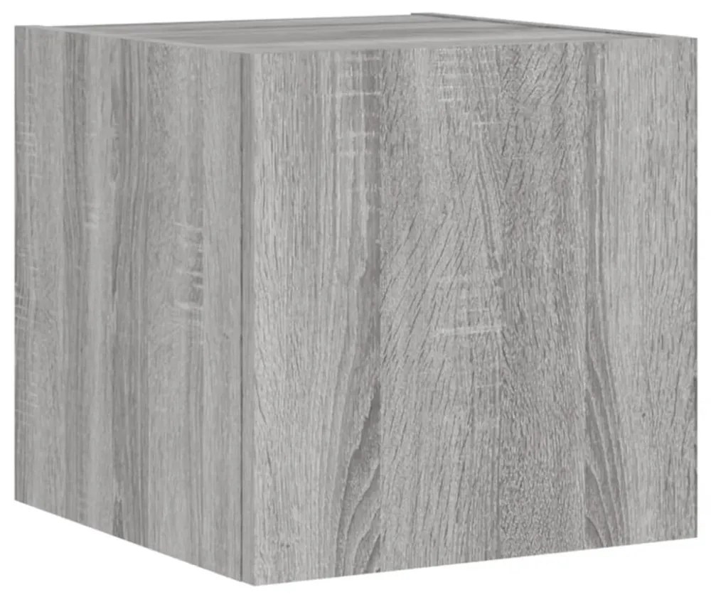 2 db szürke sonoma fali TV-szekrény LED-ekkel 30,5x35x30 cm