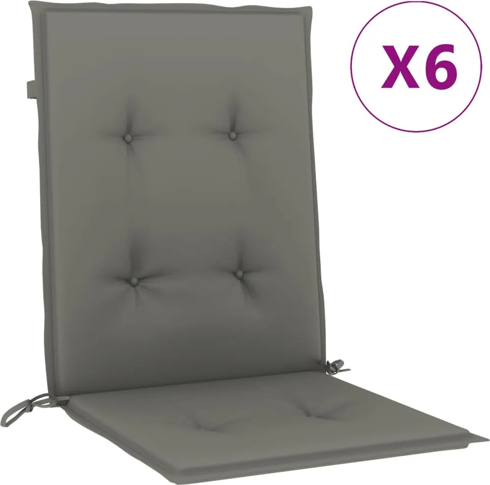 vidaXL 6 db melange sötétszürke szövet háttámlás székpárna 100x50x4 cm