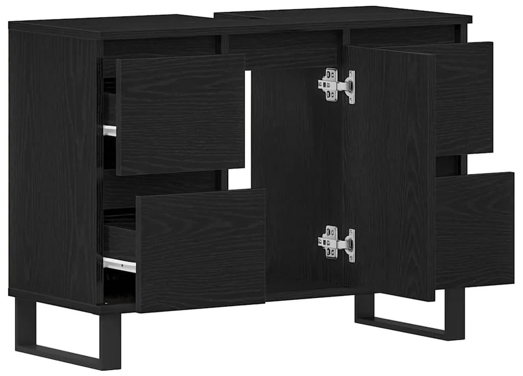 Fürdőszoba Székény fiókkal Musta tammi 80 x 33 x 60 cm Faanyag