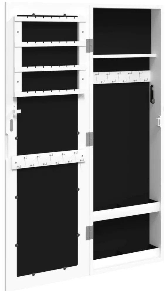 fehér falra szerelhető tükrös ékszerszekrény 30x8,5x90 cm