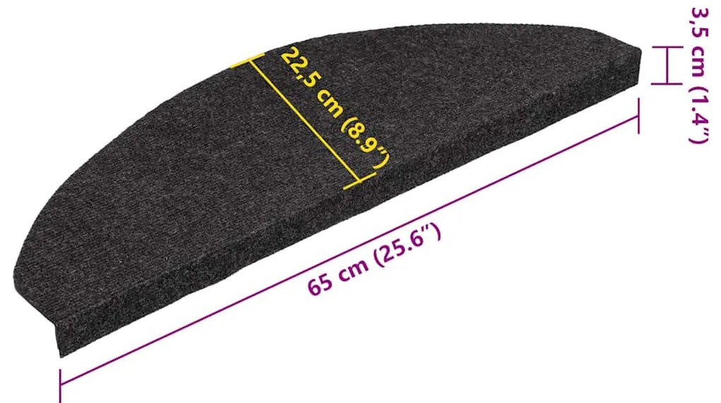 20 db fekete öntapadó lépcsőszőnyeg 65 x 22,5 x 3,5 cm