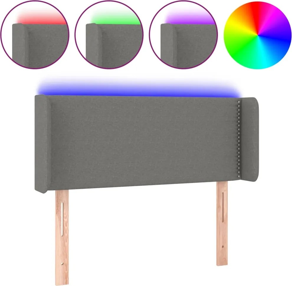 vidaXL sötétszürke szövet LED-es fejtámla 83 x 16 x 78/88 cm