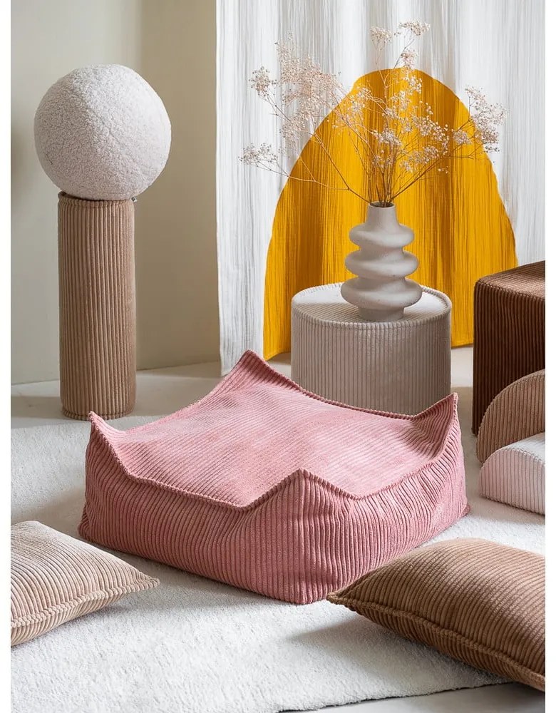 Rózsaszín kordbársony gyerek babzsákfotel Square – Wigiwama