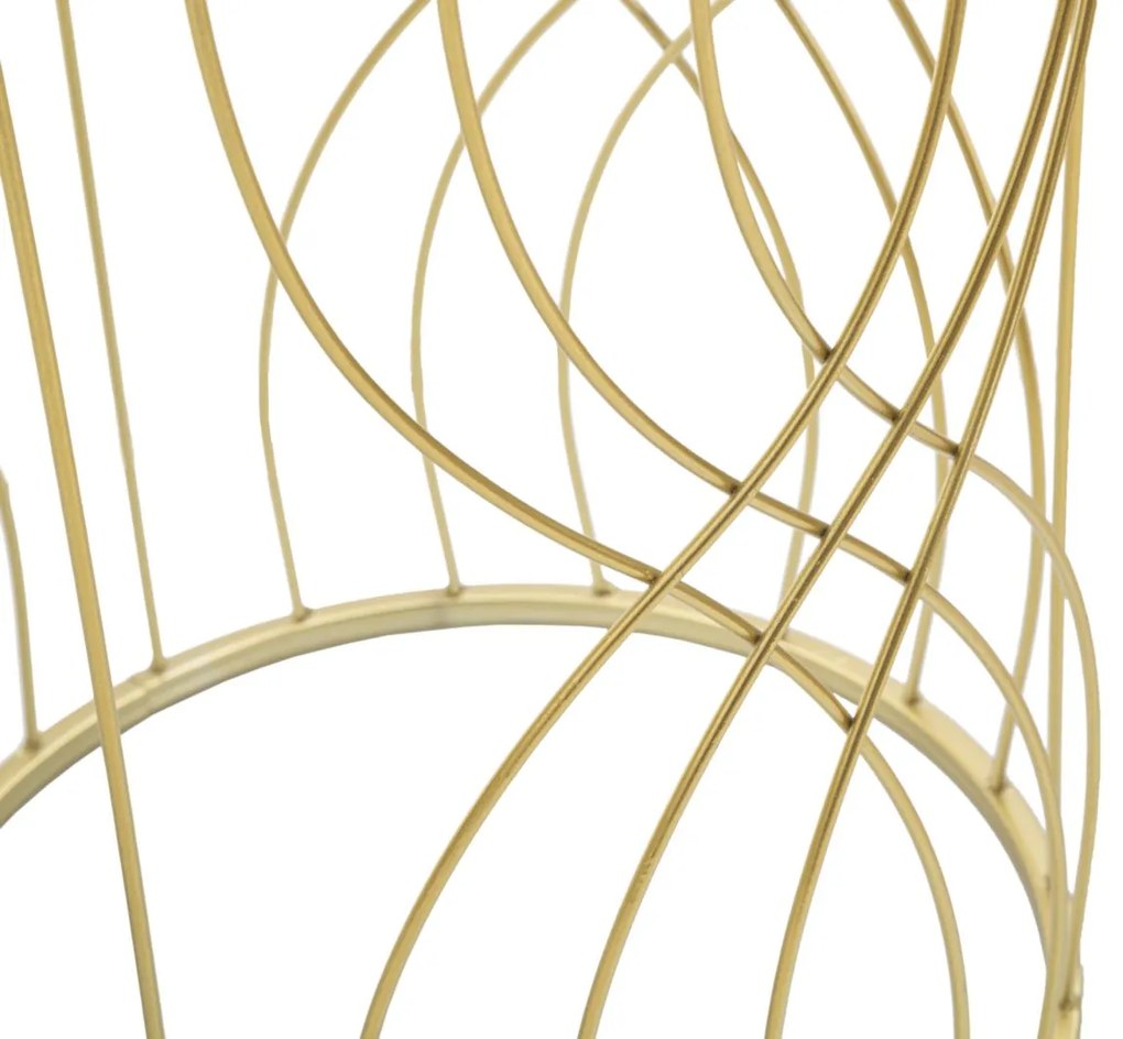 fém kisasztal szett tükör üveglappal – geometrikus mintával, 2 db – aranyszínű