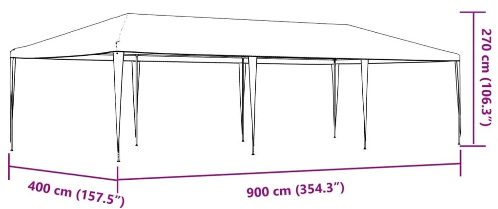 antracitszürke rendezvénysátor 4 x 9 m 90 g/m²