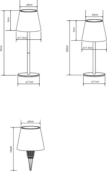 Globo 58488BL-LED VANNIE, fényerőszabályozható érintésvezérelt tölthető kültéri asztali lámpa 3W/5V IP54 1800mAh kék