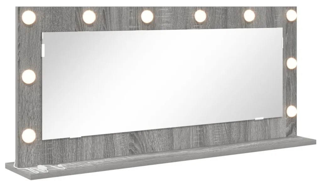 Sminktükör LED Fényekkel Szürke Sonoma 100x45x18 cm