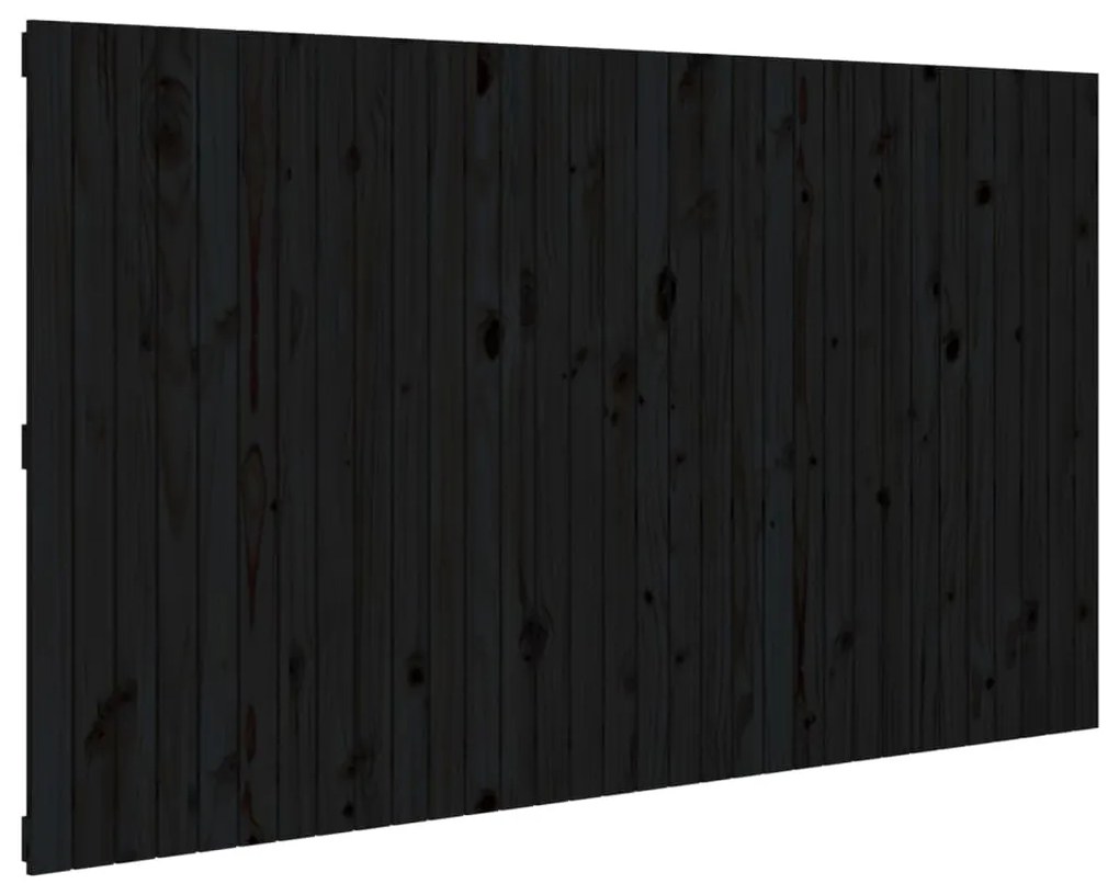 fekete tömör fenyőfa fali fejtámla 204x3x110 cm