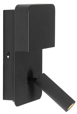 Fali lámpa fekete, LED-del, USB-vel és olvasólámpával kapcsolóval - Robin