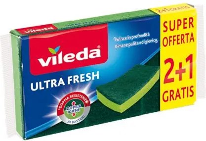 Súrolószivacs, 2+1 db, VILEDA Ultra Fresh, zöld (KHTV79)