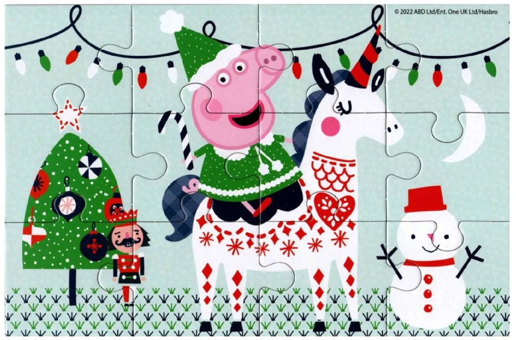 PEPPA MALAC karácsonyi hangulatban gyerek puzzle 4 az 1-ben, 19x29 cm