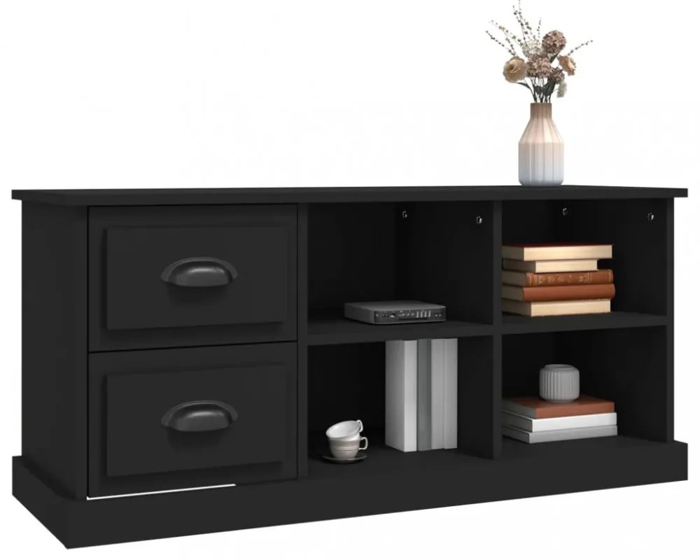 fekete szerelt fa TV-szekrény 102 x 35,5 x 47,5 cm