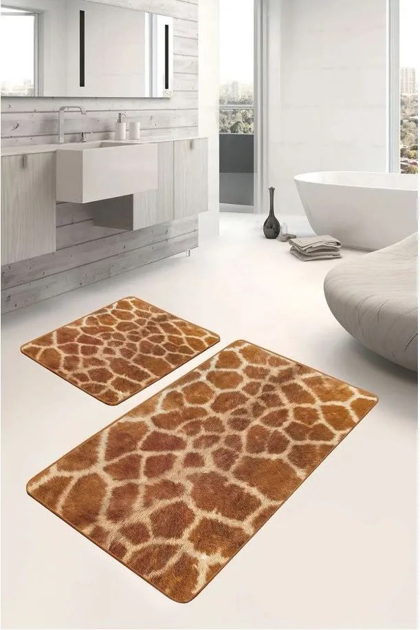 Barna bársony fürdőszobai kilépő szett 2 db-os 60x100 cm – Mila Home