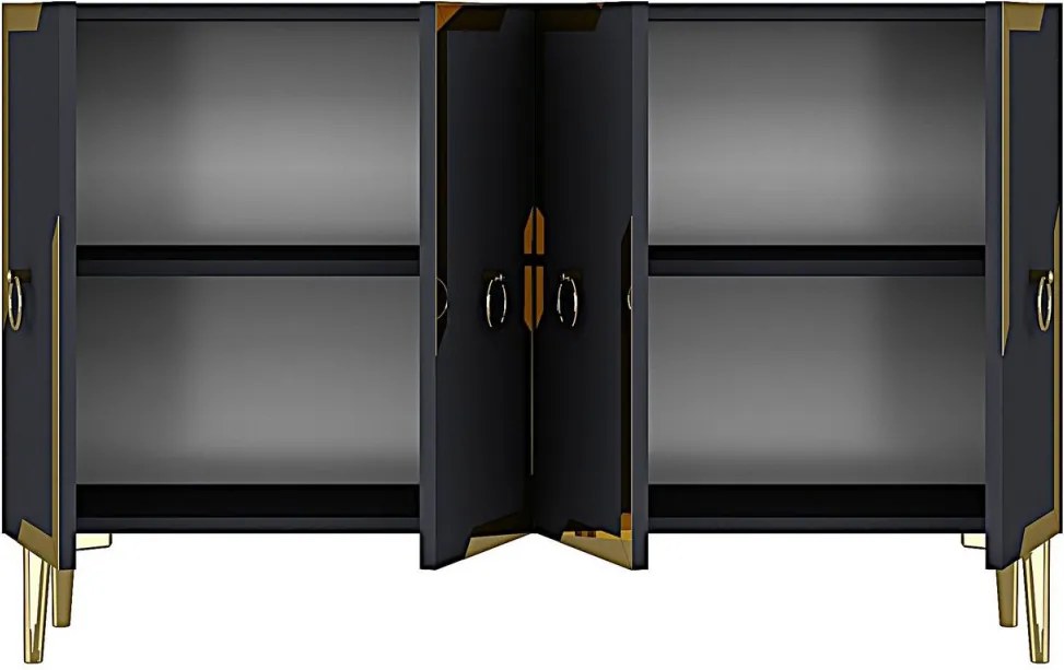 Seza komód, antracit-arany, 120 cm