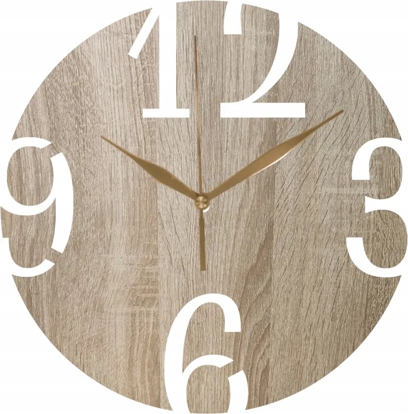 Dekoratív falióra konyhába nappaliba sonoma tölgy 35 cm