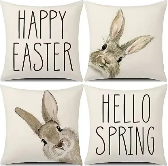 Húsvéti díszpárnahuzat Nyuszi 40x40 cm – 4 db-os szett