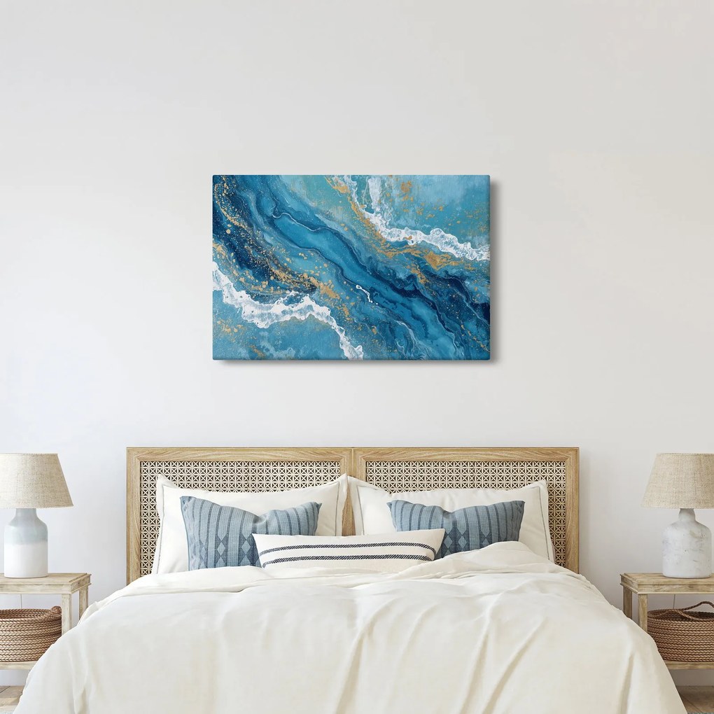 Kép - Világoskék márvány arannyal II. (90x60 cm)