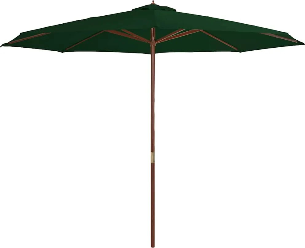 vidaXL zöld kültéri napernyő farúddal 350 cm