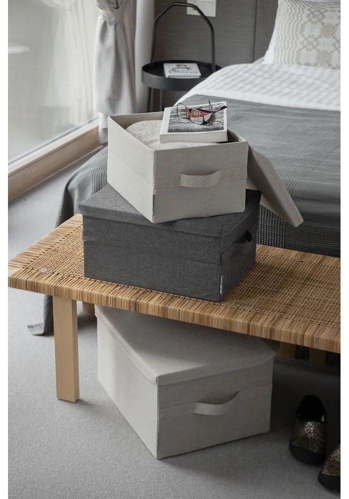 Bézs fedeles textil tárolódoboz 35x26x19 cm Soft Storage – Bigso