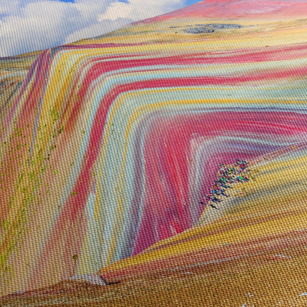Kép - Rainbow Mountain, Peru (órával) (90x30 cm)