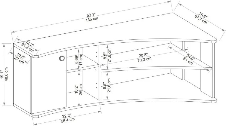 Termera TV-állvány, atlanti fenyő-antracit, 135 cm