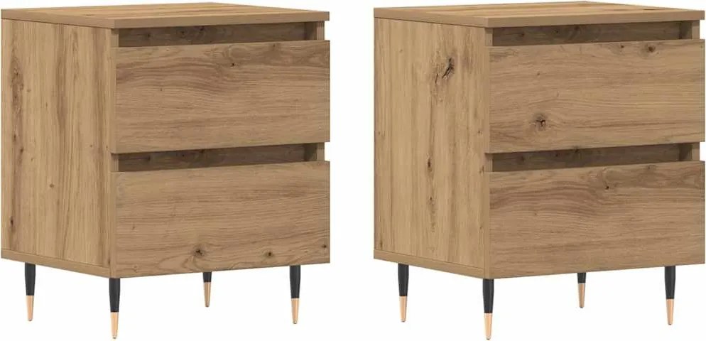 vidaXL Éjjeliszekrény 2 pcs Artisan tölgy 40 x 35 x 50 cm Faanyag