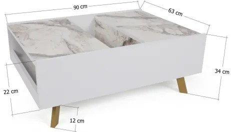 Kávésasztal FRIDA 63x90 cm fehér