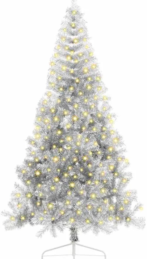 Mesterséges, előre világított karácsonyi fa Ezüst 210 cm PET