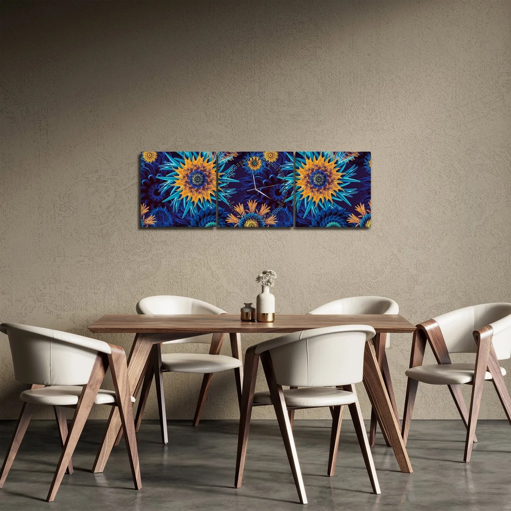 Kép - 3D virágok (órával) (90x30 cm)