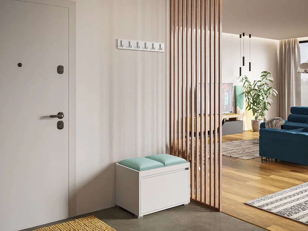 Előszoba bútor Kendora 60 +  2 db kárpitozott falpanel Pag 30x30(fehér) (Manila 11). 1059466