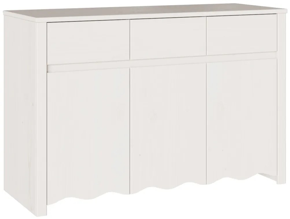 Oldalszekrény &quot;&quot;DRAMMEN&quot;&quot; Fehér 114x43x75,5 cm Tömbfa Fenyő