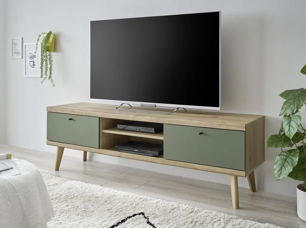 Alva Mavas széles Tv állvány evoke tölgy/zsályazöld