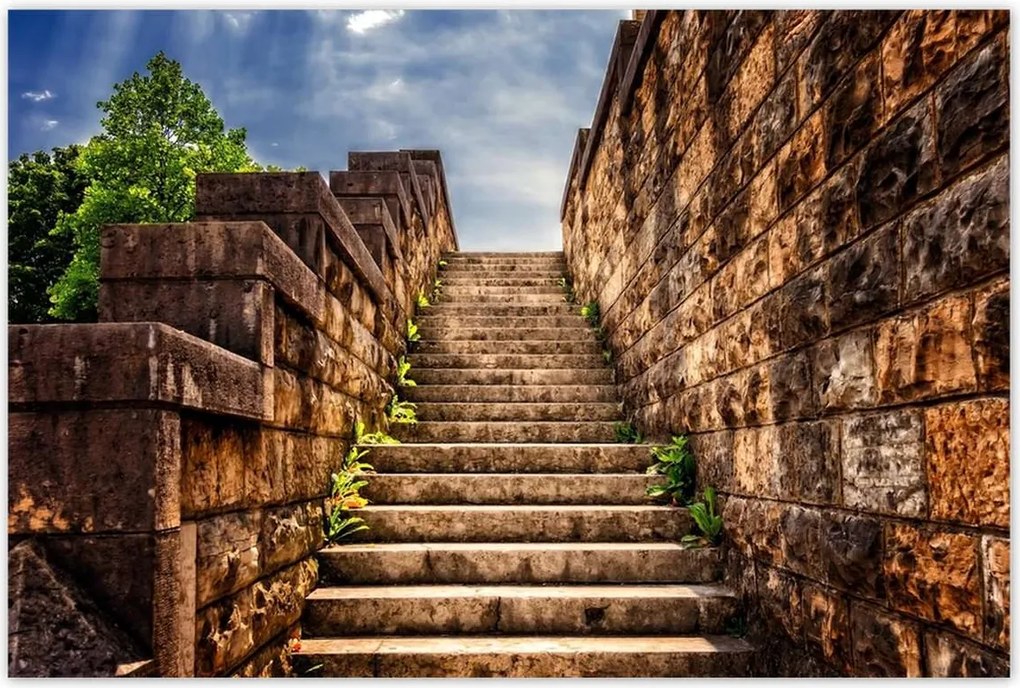 Poszterek 120x80 Kőlépcső fal