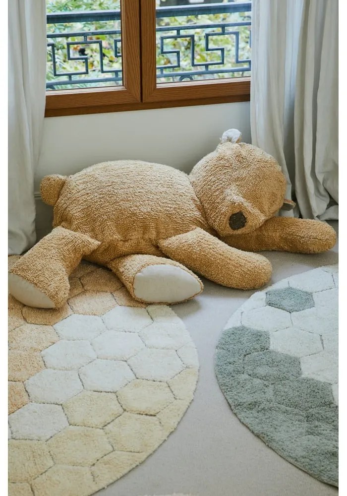 Okkersárga mosható kézi szövésű pamut kerek szőnyeg ø 140 cm Honeycomb Golden – Lorena Canals