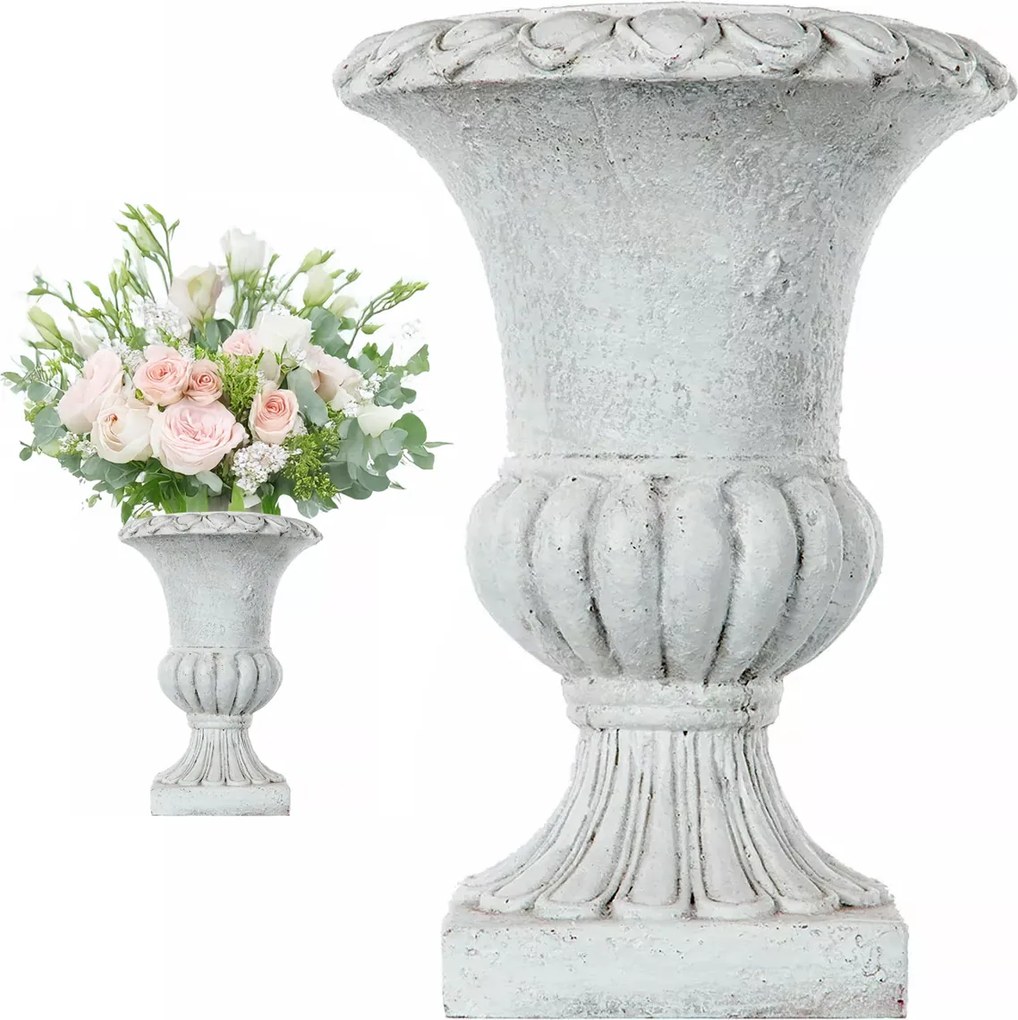 Virágváza Fehér Nagy Kehely antik 30cm magas dekoratív dekoráció