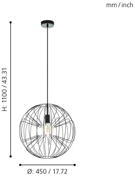 Eglo 98688 - Csillár zsinóron OKINZURI 1xE27/60W/230V