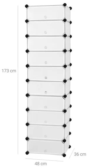 BOXIFY moduláris polcrendszer fiókokkal, fehér