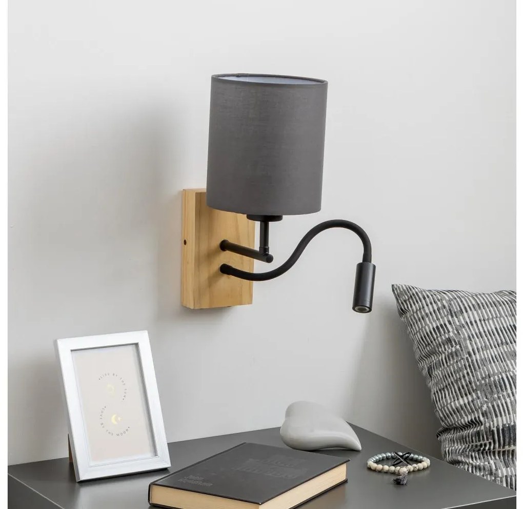 Brilagi - LED Fali lámpa NUBILA WOOD 1xE27/25W/230V + LED/3W tölgy/antracit