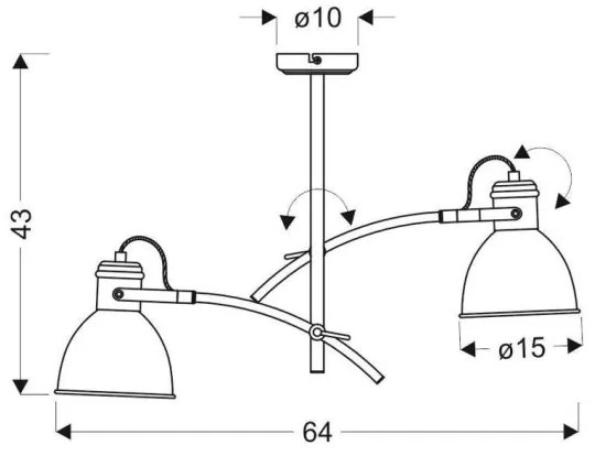 Rudas mennyezeti csillár ZUMBA 2xE27/60W/230V fehér/fekete