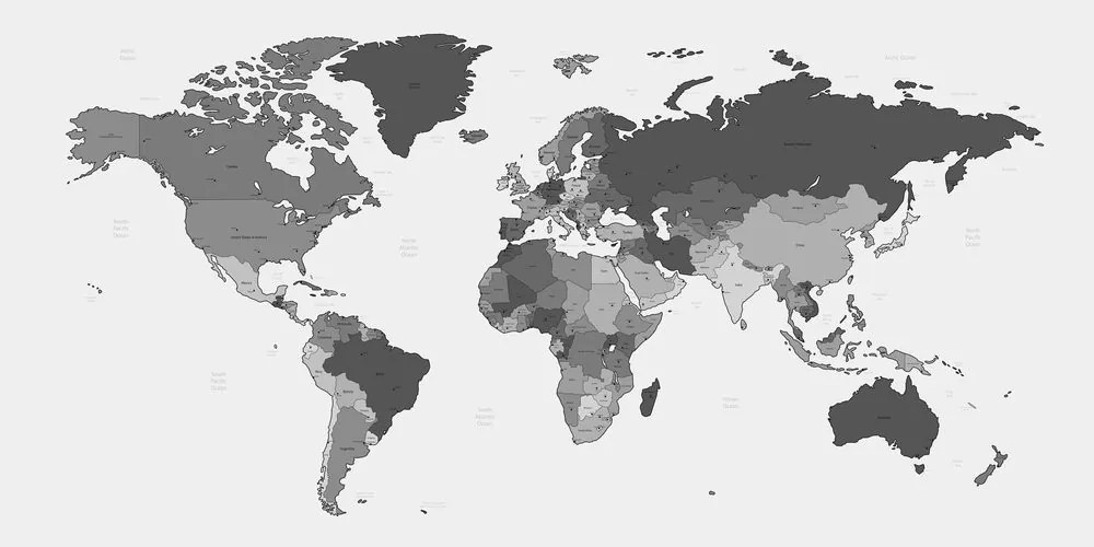Parafa kép részletes világ térkép fekete fehérben