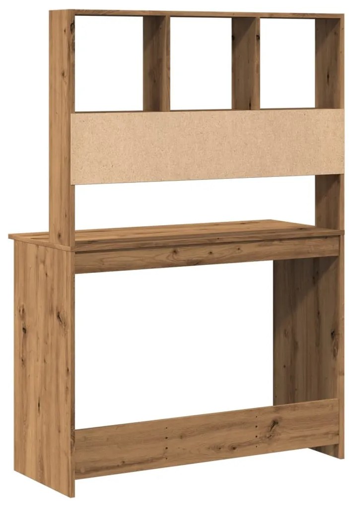 kézműves tölgy szerelt fa íróasztal polcokkal 102 x 45 x 148 cm