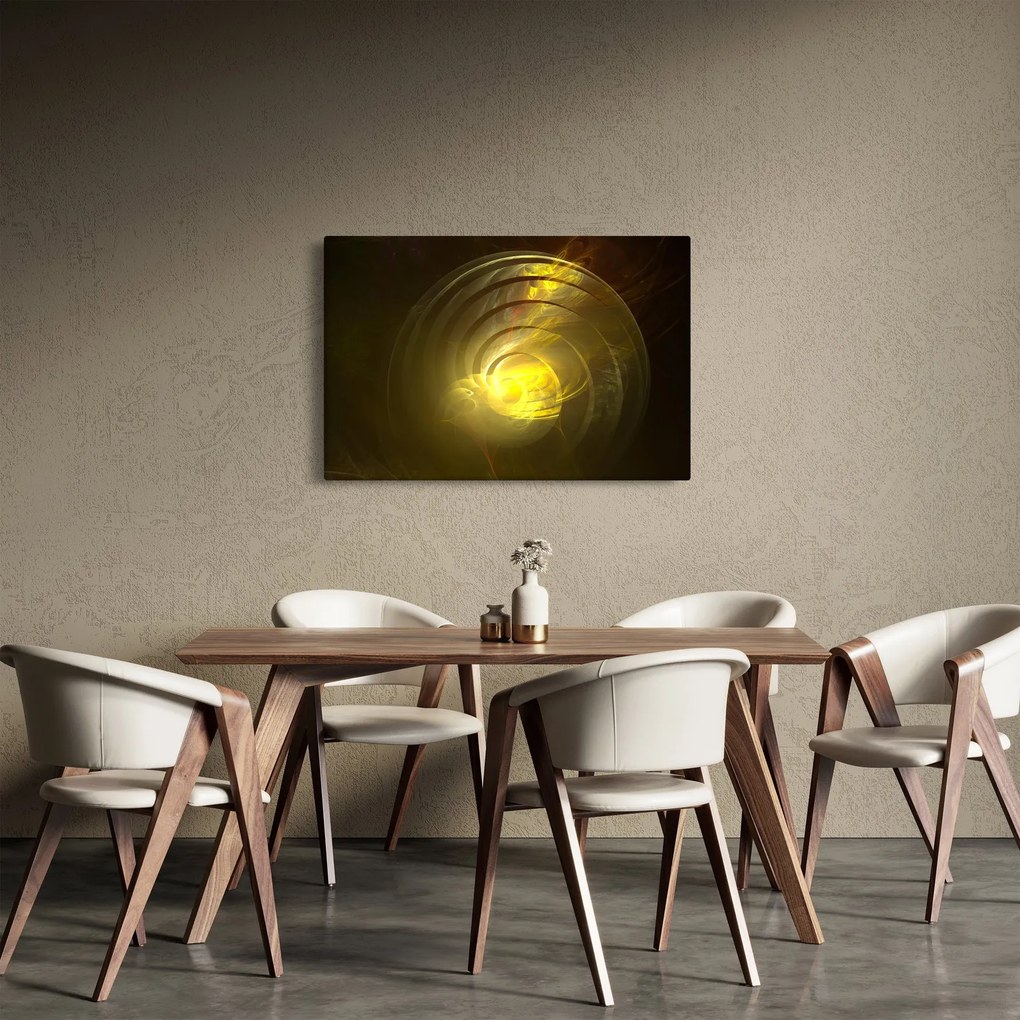 Sárga absztrakt spirál képe (90x60 cm)