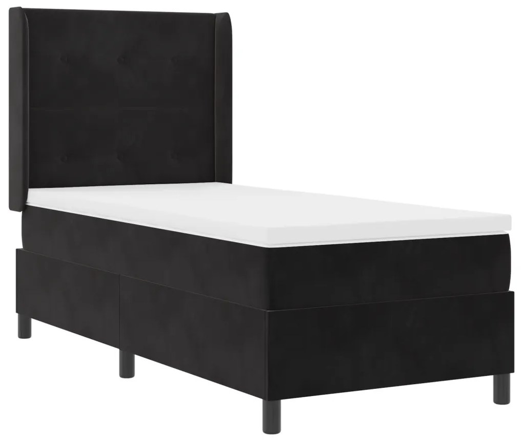 Boxspringágy Mattal Fekete 80x200 cm Bársony
