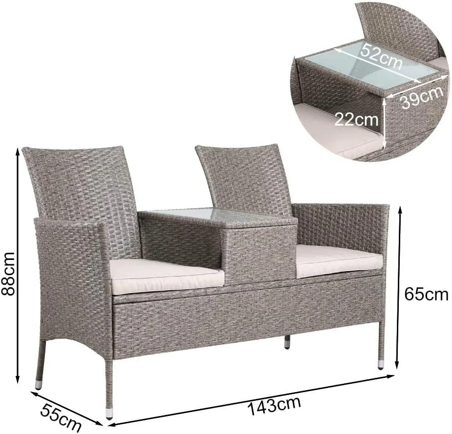 Deuba Rattan kerti pad - krém