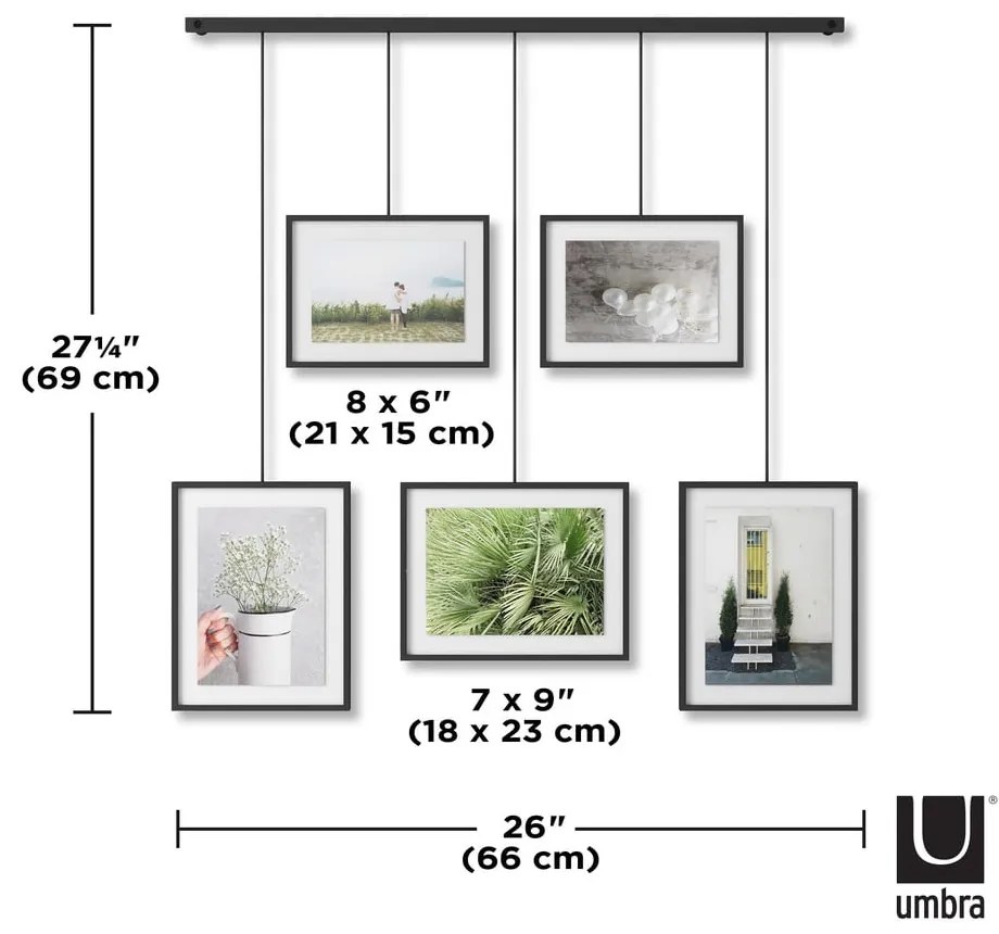 Fekete fém fali képkeret szett 5 db-os 66x69 cm Exhibit – Umbra