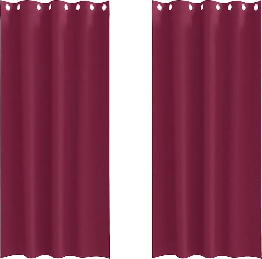 vidaXL Fekete Függöny Gyűrűkkel 2 pcs Bordó 245 x 140 cm Poliészter